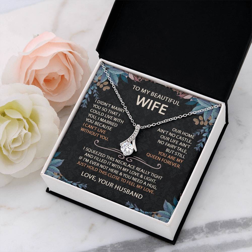 To My Beautiful Wife Necklace With Message Card, Anniversary Birthday Gift for Wife, Wife Gift From Husband, Sentimental Gift for Wife, Birthday Gift for Wife on Valentine Gifts To Wife from Husband vs2 Template Alluring NC