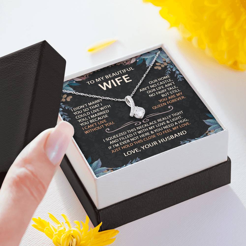 To My Beautiful Wife Necklace With Message Card, Anniversary Birthday Gift for Wife, Wife Gift From Husband, Sentimental Gift for Wife, Birthday Gift for Wife on Valentine Gifts To Wife from Husband vs2 Template Alluring NC