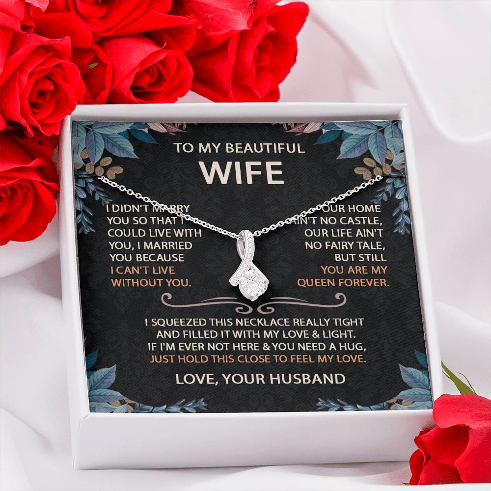 To My Beautiful Wife Necklace With Message Card, Anniversary Birthday Gift for Wife, Wife Gift From Husband, Sentimental Gift for Wife, Birthday Gift for Wife on Valentine Gifts To Wife from Husband vs2 Template Alluring NC