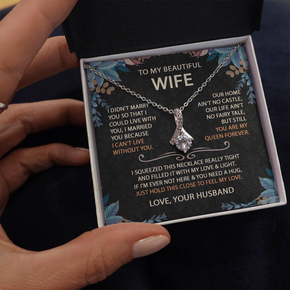 To My Beautiful Wife Necklace With Message Card, Anniversary Birthday Gift for Wife, Wife Gift From Husband, Sentimental Gift for Wife, Birthday Gift for Wife on Valentine Gifts To Wife from Husband vs2 Template Alluring NC
