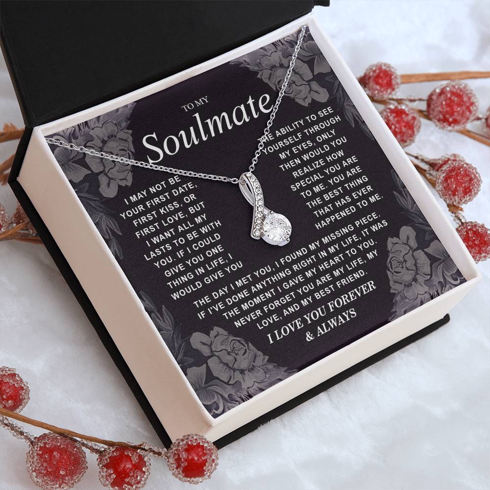 To My Soulmate Necklace Gift for Wife, Girlfriend, Fiancée - Anniversary, Valentine's Day Necklace Gift Soul Mates Gift, Soulmate Jewelry Birthday Gifts From Husband Alluring Beauti Template