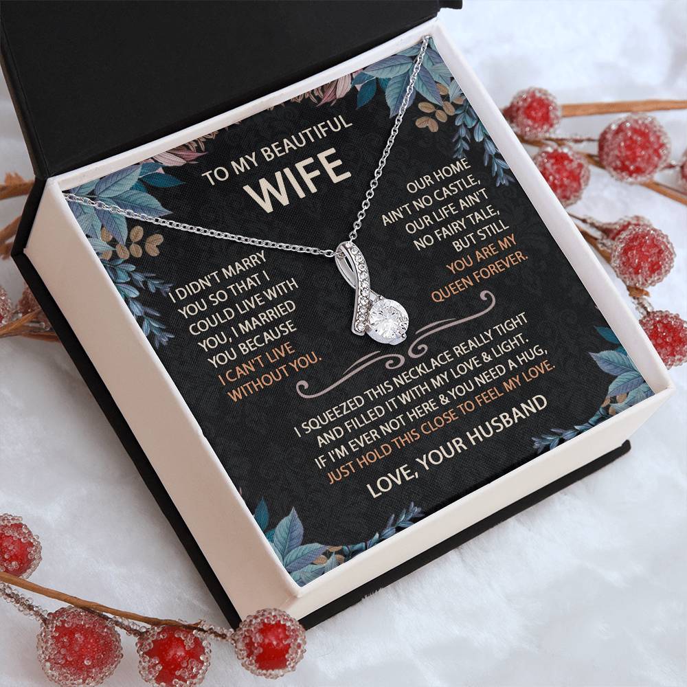 To My Beautiful Wife Necklace With Message Card, Anniversary Birthday Gift for Wife, Wife Gift From Husband, Sentimental Gift for Wife, Birthday Gift for Wife on Valentine Gifts To Wife from Husband vs2 Alluring Beauti Template