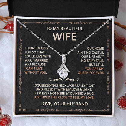 To My Beautiful Wife Necklace With Message Card, Anniversary Birthday Gift for Wife, Wife Gift From Husband, Sentimental Gift for Wife, Birthday Gift for Wife on Valentine Gifts To Wife from Husband Alluring Beauti Template