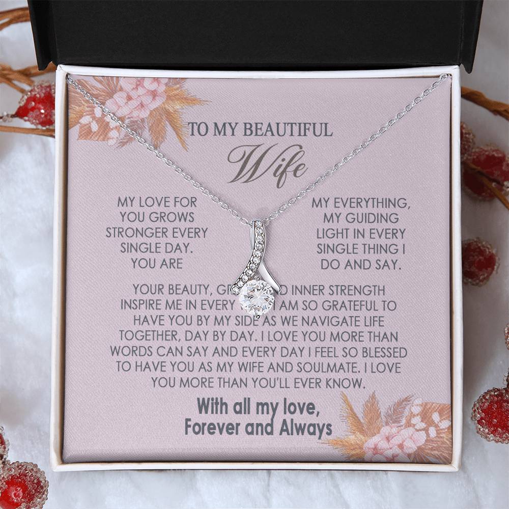 Gifts To My Beautiful Wife Necklace Sentimental Gift For Wife Valentines Day Gift To My Wife Necklace With Heartfelt my Everything Message Card, Wife Gift From Husband Soulmate Necklace For Her Alluring Beauti Template
