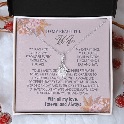 Gifts To My Beautiful Wife Necklace Sentimental Gift For Wife Valentines Day Gift To My Wife Necklace With Heartfelt my Everything Message Card, Wife Gift From Husband Soulmate Necklace For Her Alluring Beauti Template