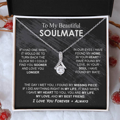 To My Beautiful Soulmate Necklace Girlfriend Soulmate Gift for Her To My Wife Necklace With Heartfelt Message And Elegant Gift Box for Women, Birthday Gifts For Wife Gifts From Husband Alluring Beauti Template