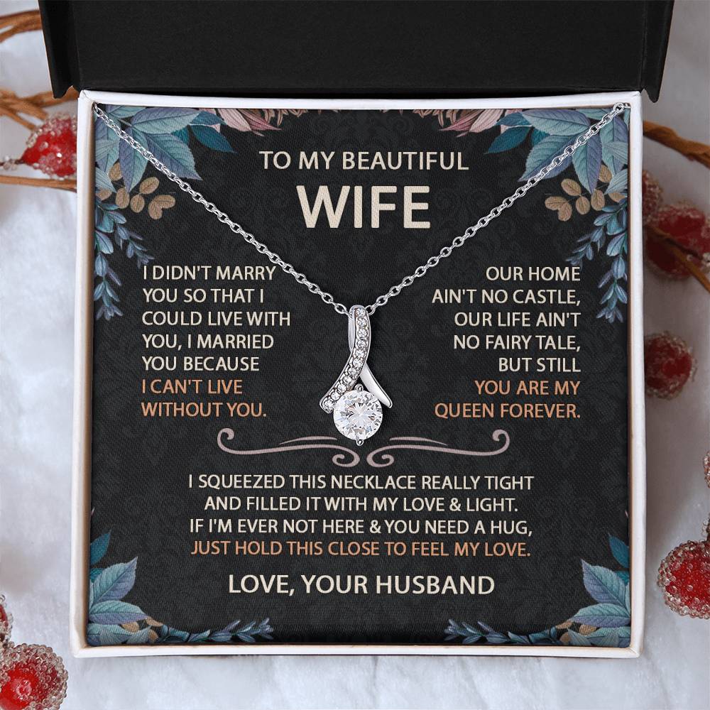 To My Beautiful Wife Necklace With Message Card, Anniversary Birthday Gift for Wife, Wife Gift From Husband, Sentimental Gift for Wife, Birthday Gift for Wife on Valentine Gifts To Wife from Husband vs2 Alluring Beauti Template