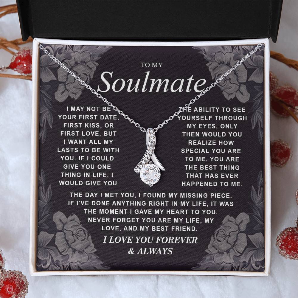 To My Soulmate Necklace Gift for Wife, Girlfriend, Fiancée - Anniversary, Valentine's Day Necklace Gift Soul Mates Gift, Soulmate Jewelry Birthday Gifts From Husband Alluring Beauti Template