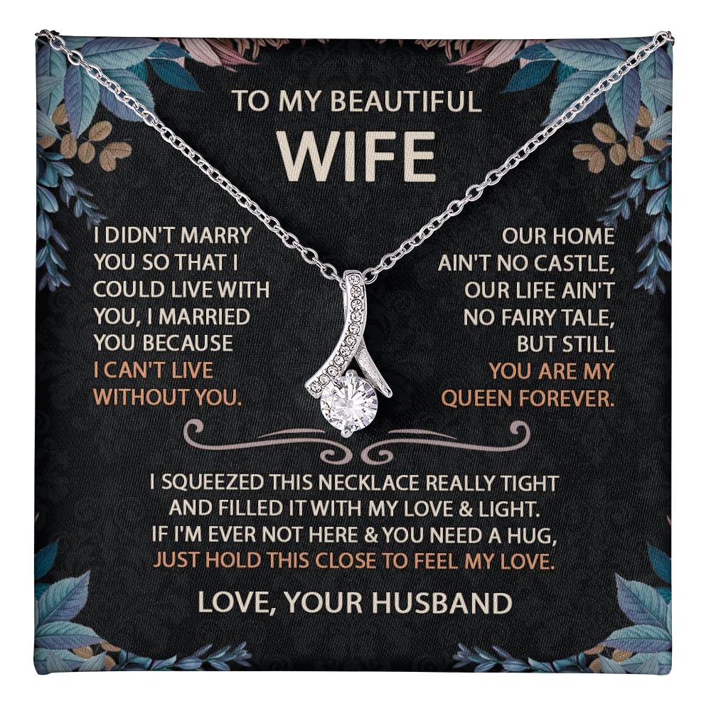 To My Beautiful Wife Necklace With Message Card, Anniversary Birthday Gift for Wife, Wife Gift From Husband, Sentimental Gift for Wife, Birthday Gift for Wife on Valentine Gifts To Wife from Husband vs2 Template Alluring NC