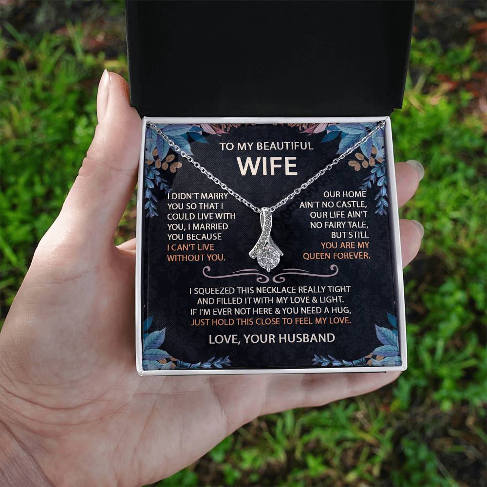 To My Beautiful Wife Necklace With Message Card, Anniversary Birthday Gift for Wife, Wife Gift From Husband, Sentimental Gift for Wife, Birthday Gift for Wife on Valentine Gifts To Wife from Husband vs2 Alluring Beauti Template