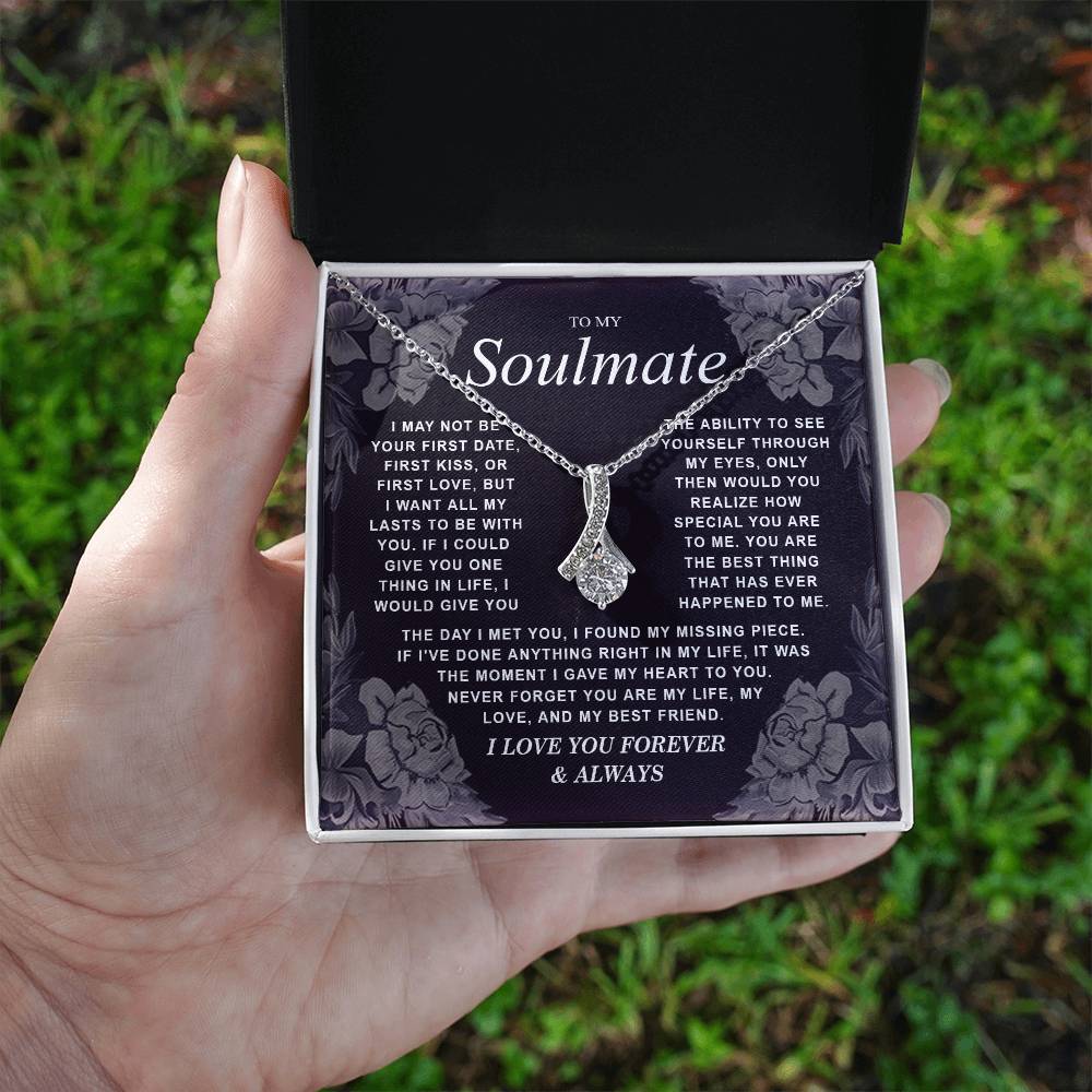 To My Soulmate Necklace Gift for Wife, Girlfriend, Fiancée - Anniversary, Valentine's Day Necklace Gift Soul Mates Gift, Soulmate Jewelry Birthday Gifts From Husband Alluring Beauti Template