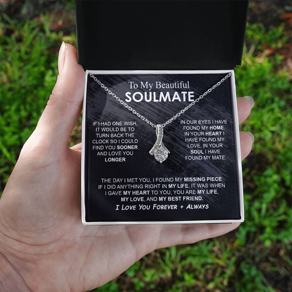 To My Beautiful Soulmate Necklace Girlfriend Soulmate Gift for Her To My Wife Necklace With Heartfelt Message And Elegant Gift Box for Women, Birthday Gifts For Wife Gifts From Husband Alluring Beauti Template