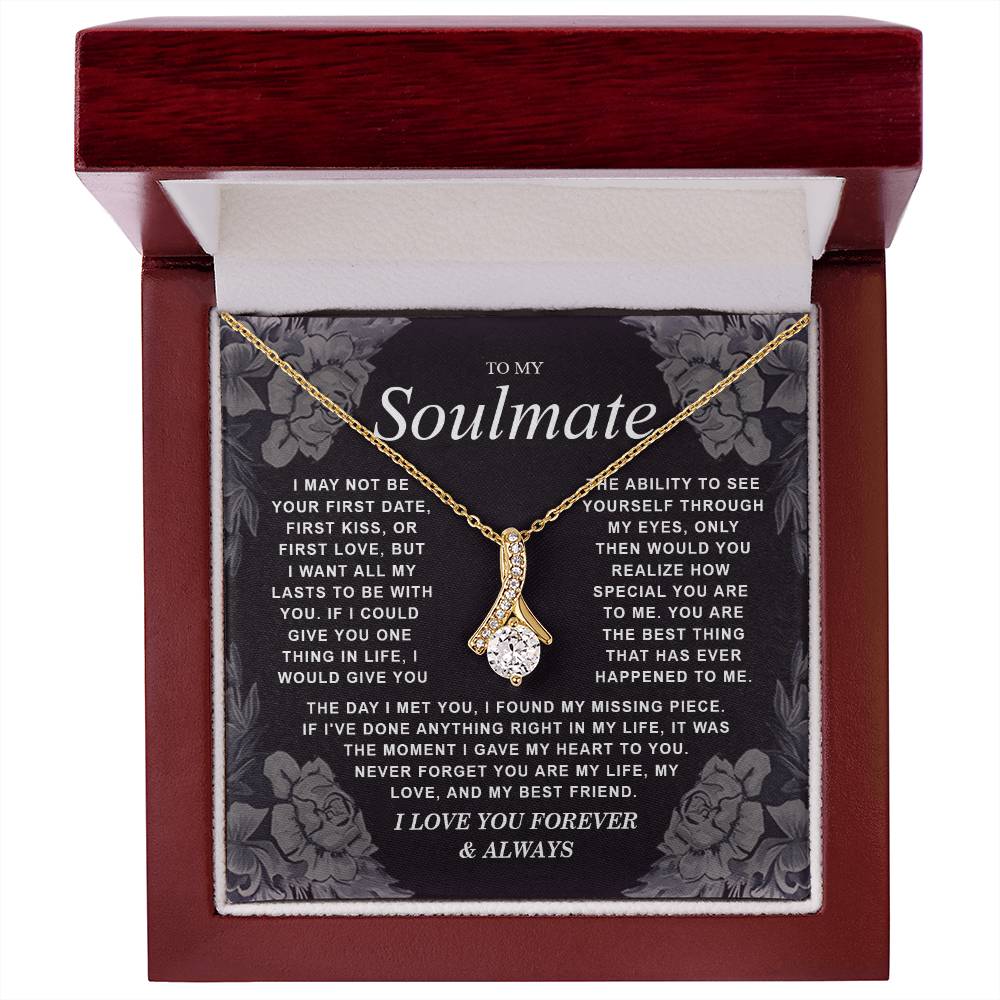 To My Soulmate Necklace Gift for Wife, Girlfriend, Fiancée - Anniversary, Valentine's Day Necklace Gift Soul Mates Gift, Soulmate Jewelry Birthday Gifts From Husband Alluring Beauti Template