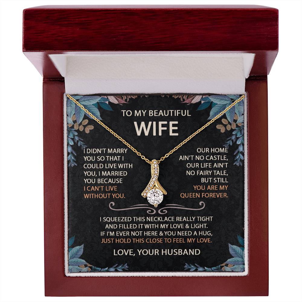 To My Beautiful Wife Necklace With Message Card, Anniversary Birthday Gift for Wife, Wife Gift From Husband, Sentimental Gift for Wife, Birthday Gift for Wife on Valentine Gifts To Wife from Husband vs2 Alluring Beauti Template