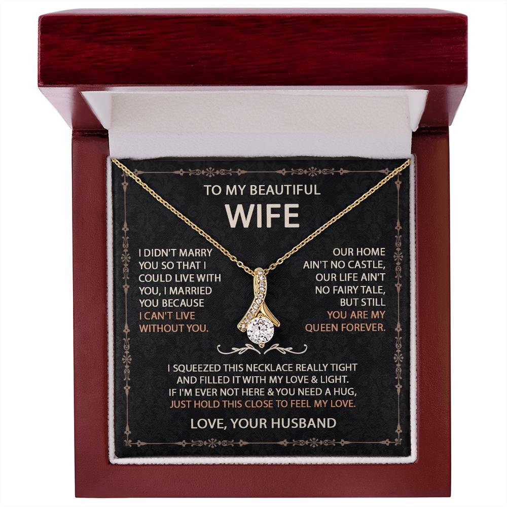 To My Beautiful Wife Necklace With Message Card, Anniversary Birthday Gift for Wife, Wife Gift From Husband, Sentimental Gift for Wife, Birthday Gift for Wife on Valentine Gifts To Wife from Husband Alluring Beauti Template