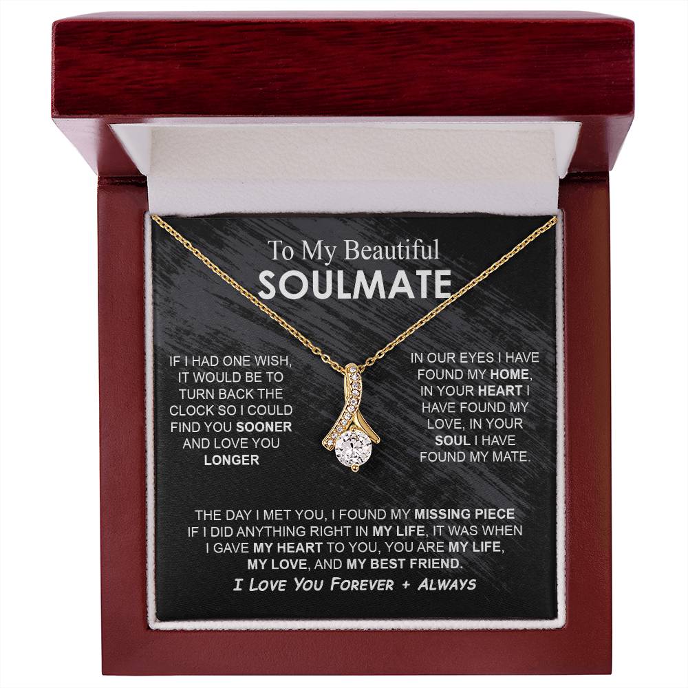 To My Beautiful Soulmate Necklace Girlfriend Soulmate Gift for Her To My Wife Necklace With Heartfelt Message And Elegant Gift Box for Women, Birthday Gifts For Wife Gifts From Husband Alluring Beauti Template