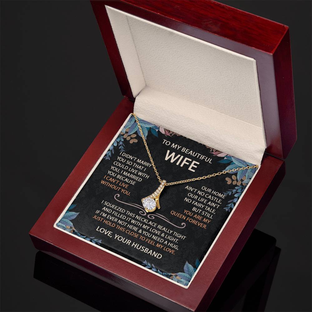 To My Beautiful Wife Necklace With Message Card, Anniversary Birthday Gift for Wife, Wife Gift From Husband, Sentimental Gift for Wife, Birthday Gift for Wife on Valentine Gifts To Wife from Husband vs2 Alluring Beauti Template