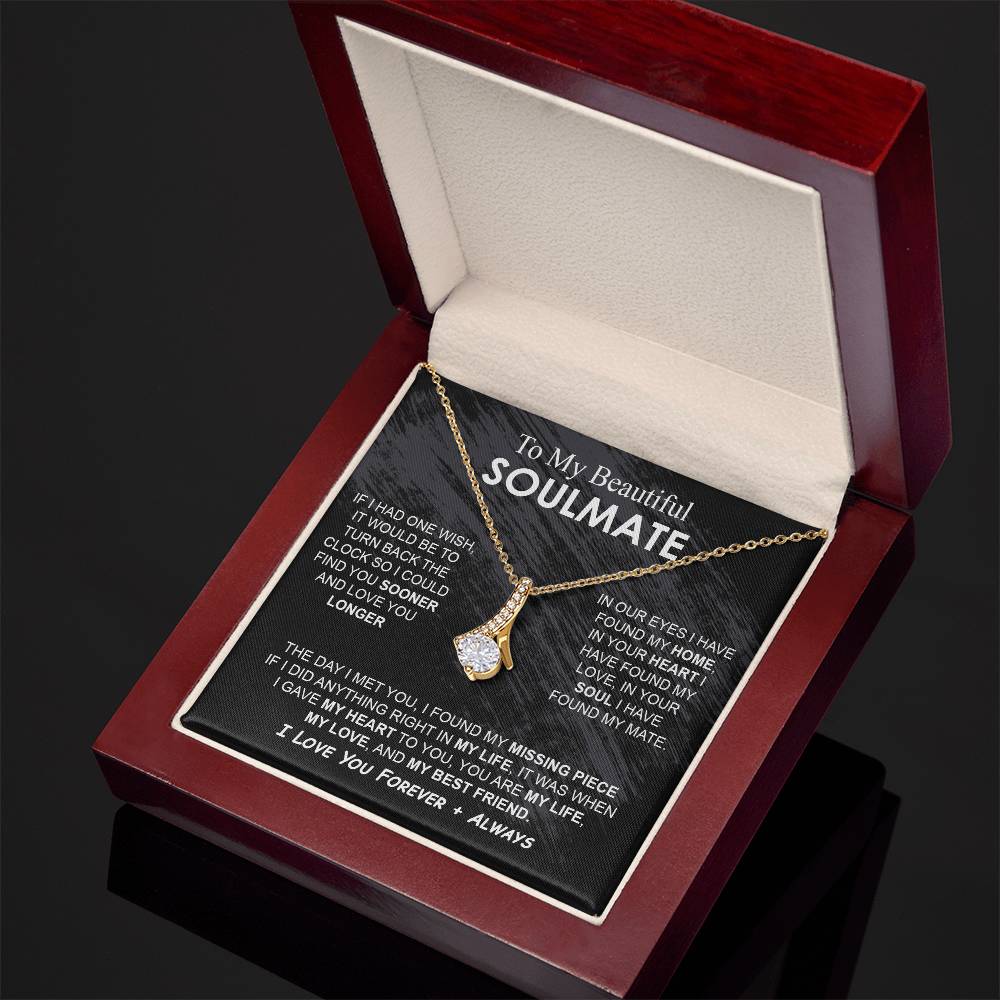 To My Beautiful Soulmate Necklace Girlfriend Soulmate Gift for Her To My Wife Necklace With Heartfelt Message And Elegant Gift Box for Women, Birthday Gifts For Wife Gifts From Husband Alluring Beauti Template