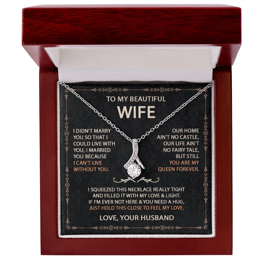 To My Beautiful Wife Necklace With Message Card, Anniversary Birthday Gift for Wife, Wife Gift From Husband, Sentimental Gift for Wife, Birthday Gift for Wife on Valentine Gifts To Wife from Husband Alluring Beauti Template