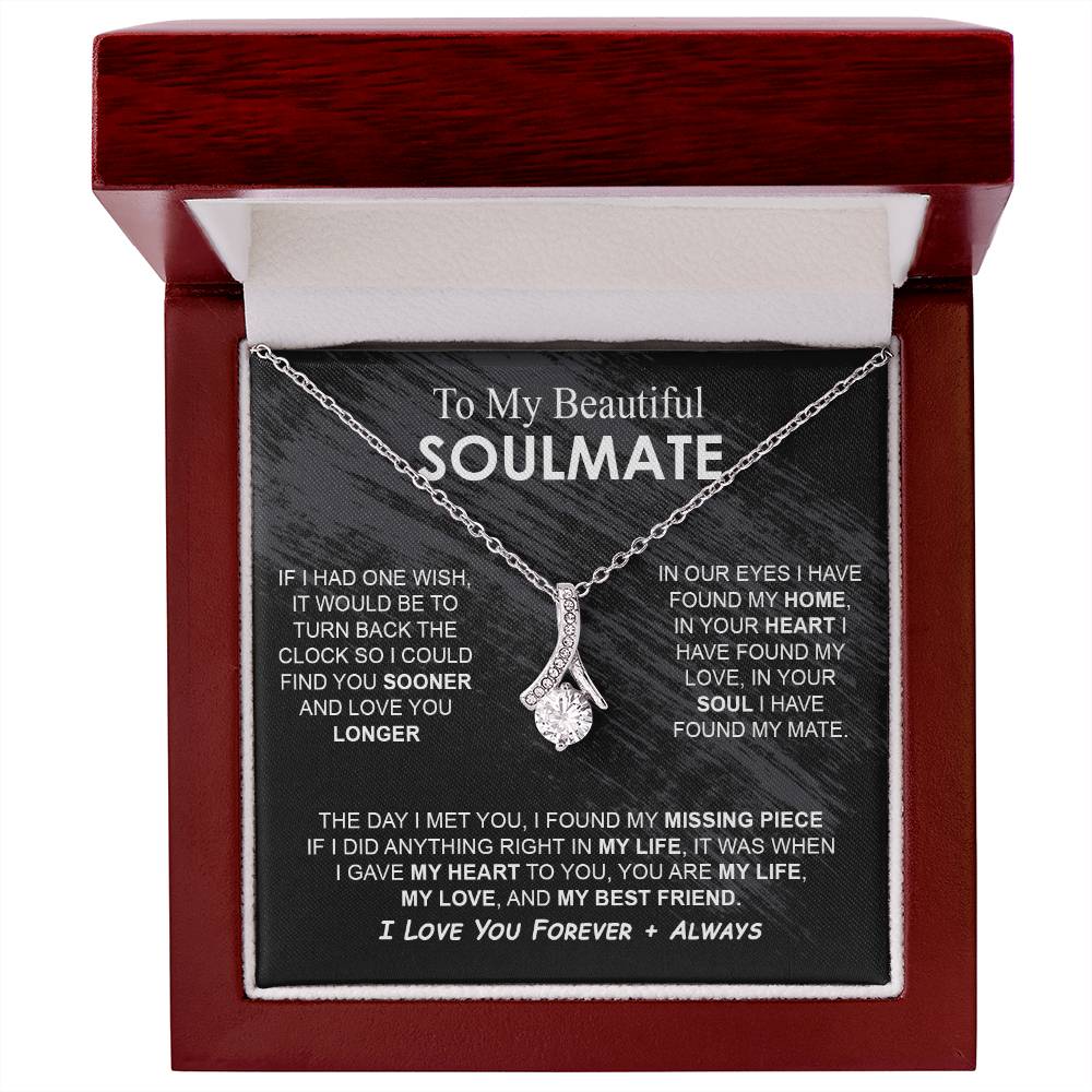 To My Beautiful Soulmate Necklace Girlfriend Soulmate Gift for Her To My Wife Necklace With Heartfelt Message And Elegant Gift Box for Women, Birthday Gifts For Wife Gifts From Husband Alluring Beauti Template