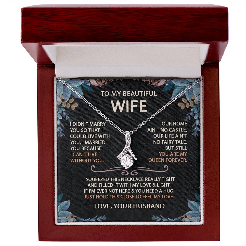To My Beautiful Wife Necklace With Message Card, Anniversary Birthday Gift for Wife, Wife Gift From Husband, Sentimental Gift for Wife, Birthday Gift for Wife on Valentine Gifts To Wife from Husband vs2 Alluring Beauti Template