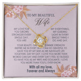 Gifts To My Beautiful Wife Necklace Sentimental Gift For Wife Valentines Day Gift To My Wife Necklace With Heartfelt my Everything Message Card, Wife Gift From Husband Soulmate Necklace For Her Knot Necklace for Granddaughter Vippppp