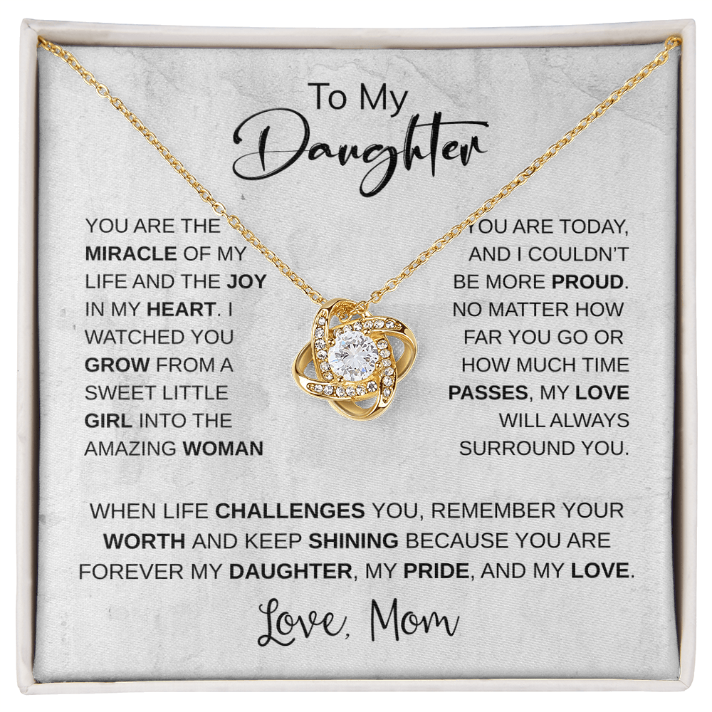 Daughter Gifts from Mom – To My Daughter 925 Sterling Silver Pendant Necklace with Heartfelt Message Card, Birthday Graduation Christmas Jewelry