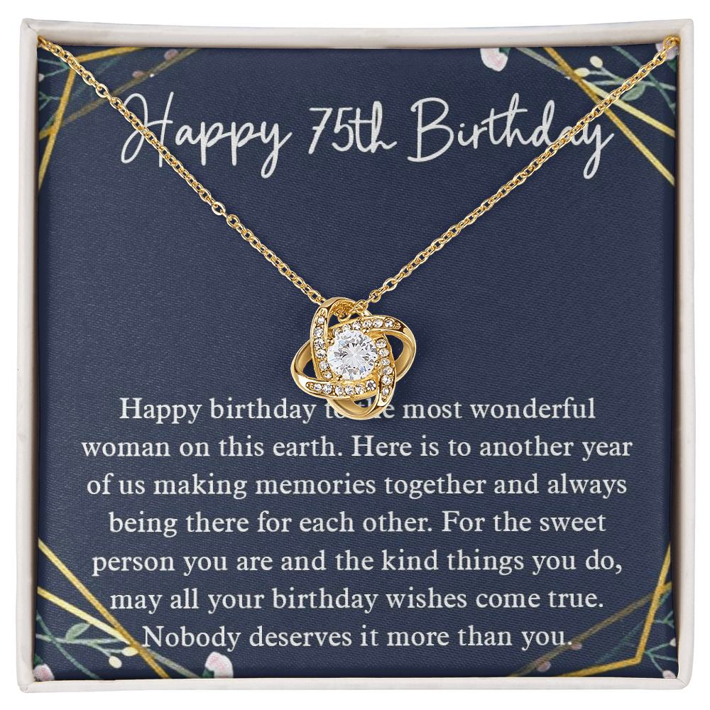 Necklace Love Knot, 75th Birthday For Her Gift, 75th Birthday Gift For Her, Seventy Fifth Birthday Gift For Women Friend, 75th Birthday Friend, 75th Wedding Day, Gift For Daughter Gifts Christmas, on