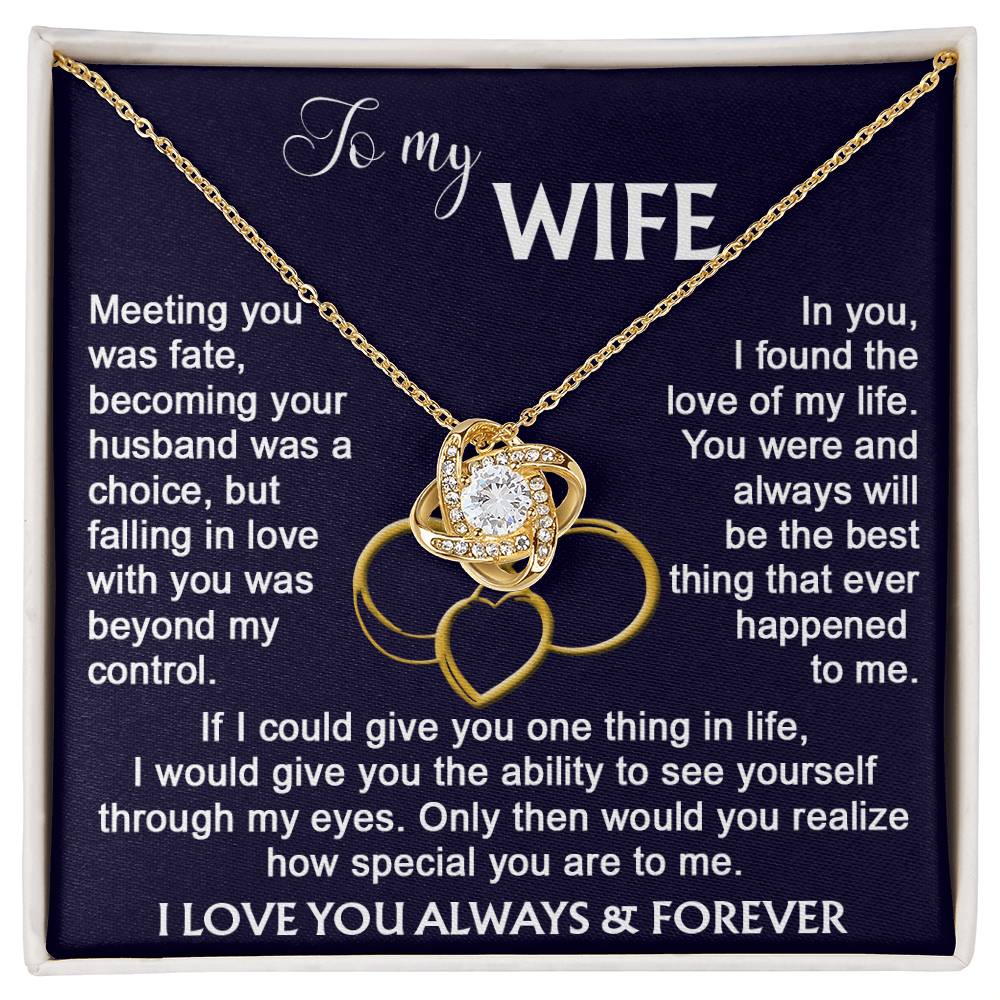 To my Wife from Husband Beautiful Necklace Love Knot