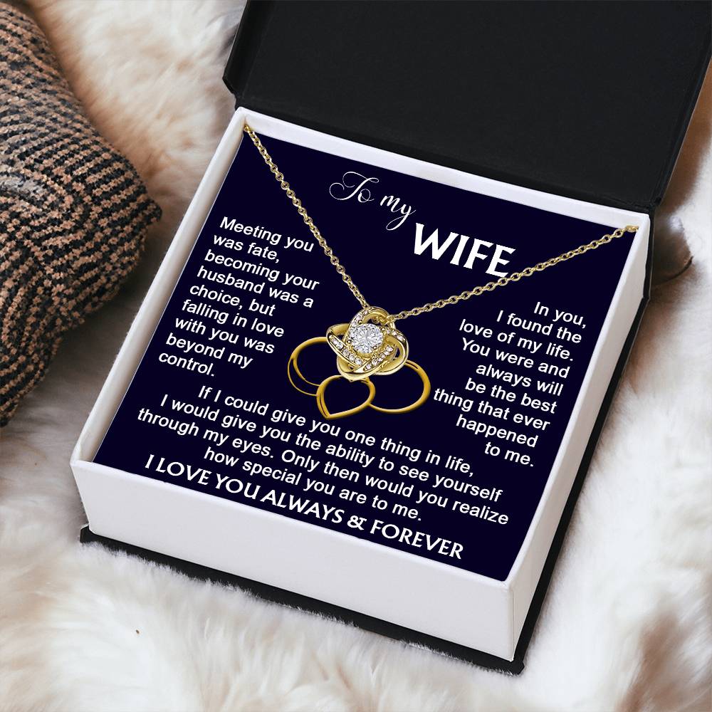 To my Wife from Husband Beautiful Necklace Love Knot