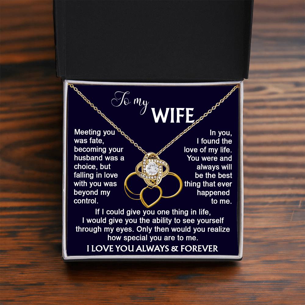 To my Wife from Husband Beautiful Necklace Love Knot