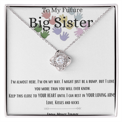 Necklace Love Knot, New Sister Gift For Future Big Sister Gift For Soon To Be Sister Reveal To Sister To Be Gift Sister Announcement Promoted To Wedding Day, Gift For Daughter Gifts Christmas, on Birt