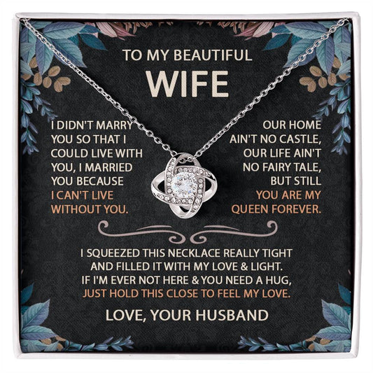 To My Beautiful Wife Necklace With Message Card, Anniversary Birthday Gift for Wife, Wife Gift From Husband, Sentimental Gift for Wife, Birthday Gift for Wife on Valentine Gifts To Wife from Husband vs2 Knot Necklace for Granddaughter Vippppp