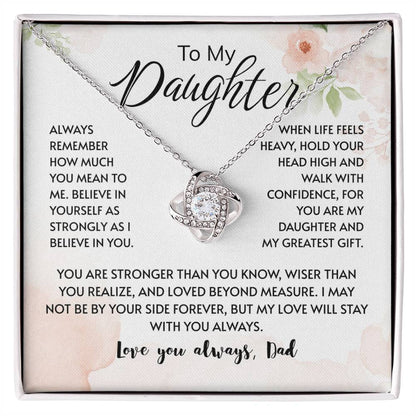 To My Daughter Necklace Card – Encouragement Gift from Mom, Jewelry Card with Inspirational Message, Birthday or Graduation Gift