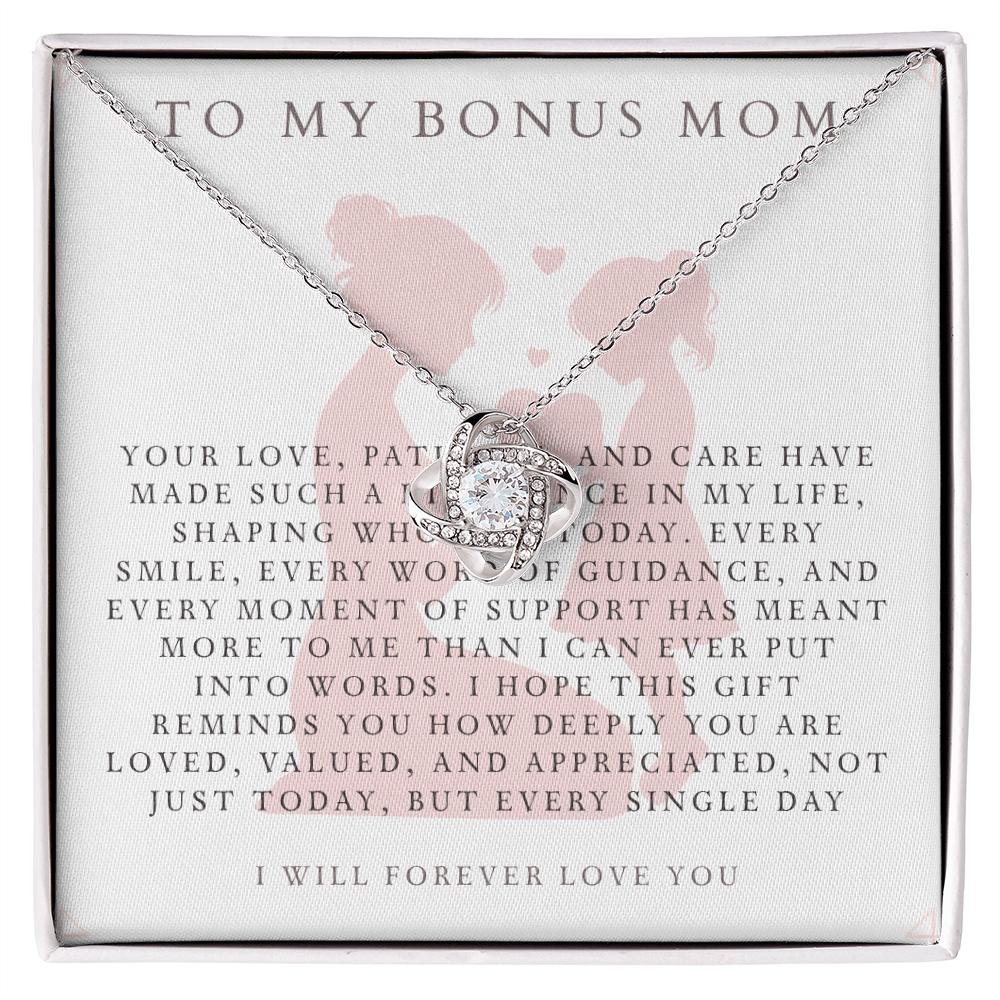 Bonus Mom Necklace – Stainless Steel Gift from Daughter or Son for Mother's Day, Birthday, Christmas