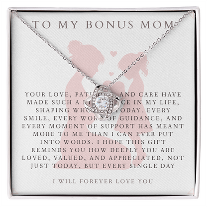 Bonus Mom Necklace – Stainless Steel Gift from Daughter or Son for Mother's Day, Birthday, Christmas