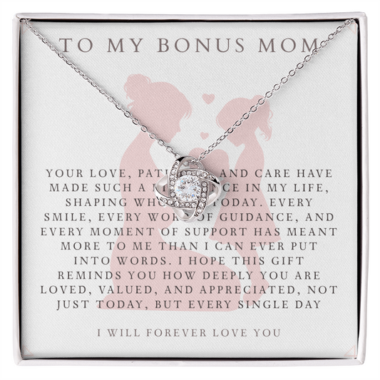 Bonus Mom Necklace – Stainless Steel Gift from Daughter or Son for Mother's Day, Birthday, Christmas