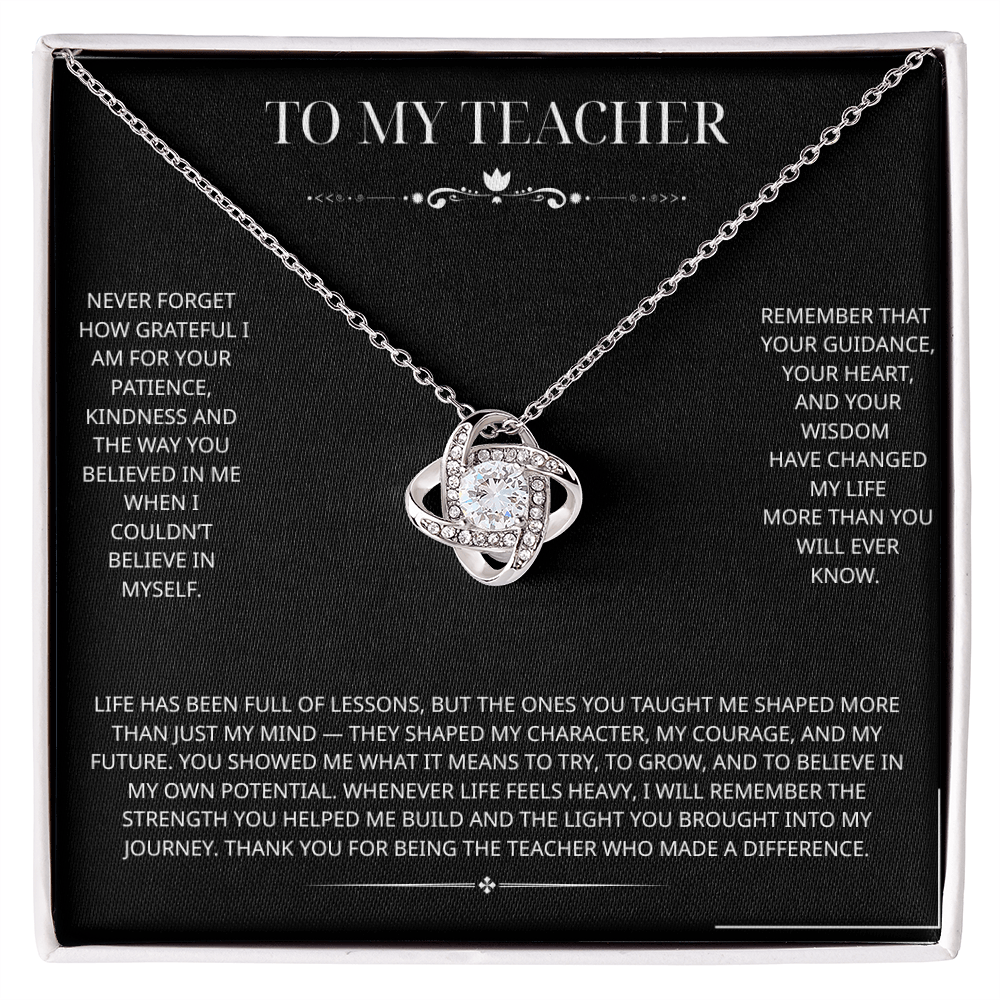 Teacher Necklace for Women, Stainless Steel Pendant with Appreciation Card – Meaningful Thank You Gift for Female Teacher, End of Year, Christmas