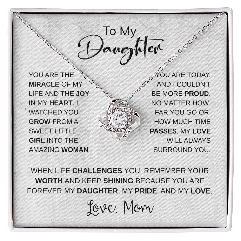 Daughter Gifts from Mom – To My Daughter 925 Sterling Silver Pendant Necklace with Heartfelt Message Card, Birthday Graduation Christmas Jewelry