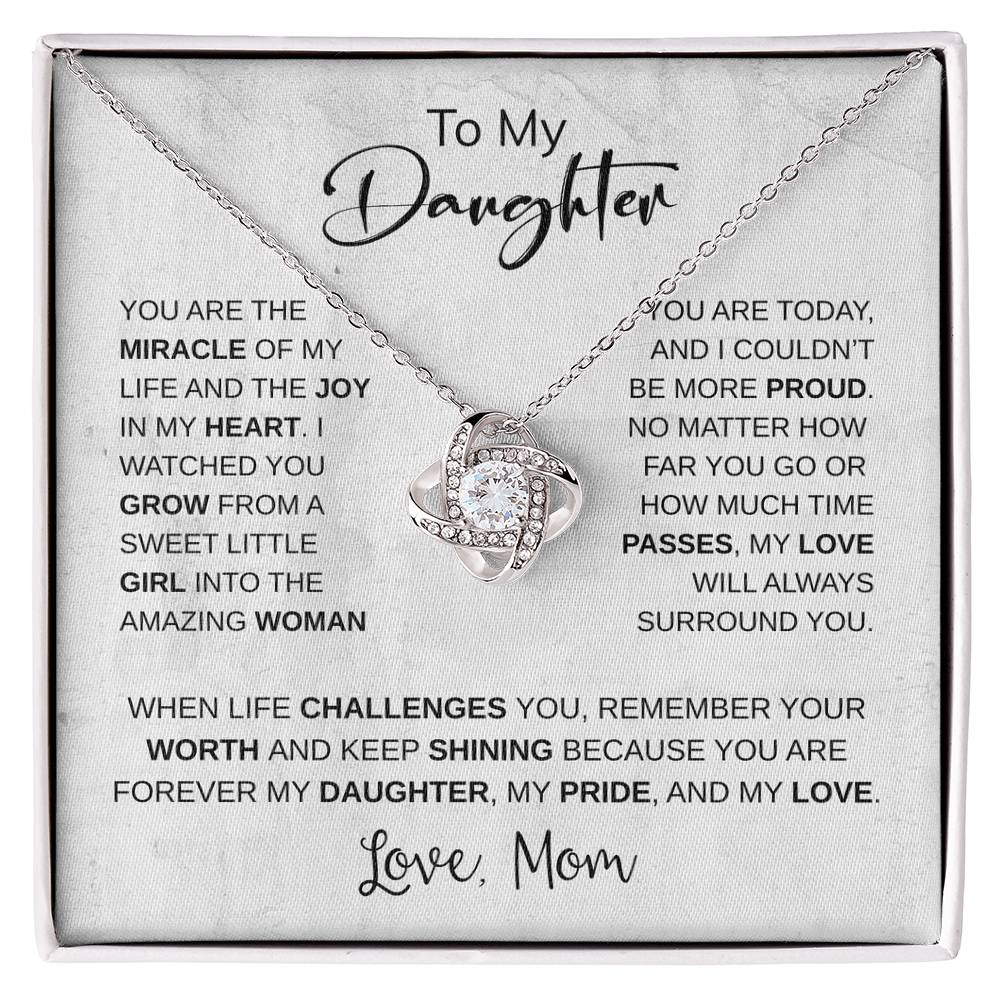 To My Daughter Necklace Card – Encouragement Gift from Mom, Jewelry Card with Inspirational Message, Birthday or Graduation Gift