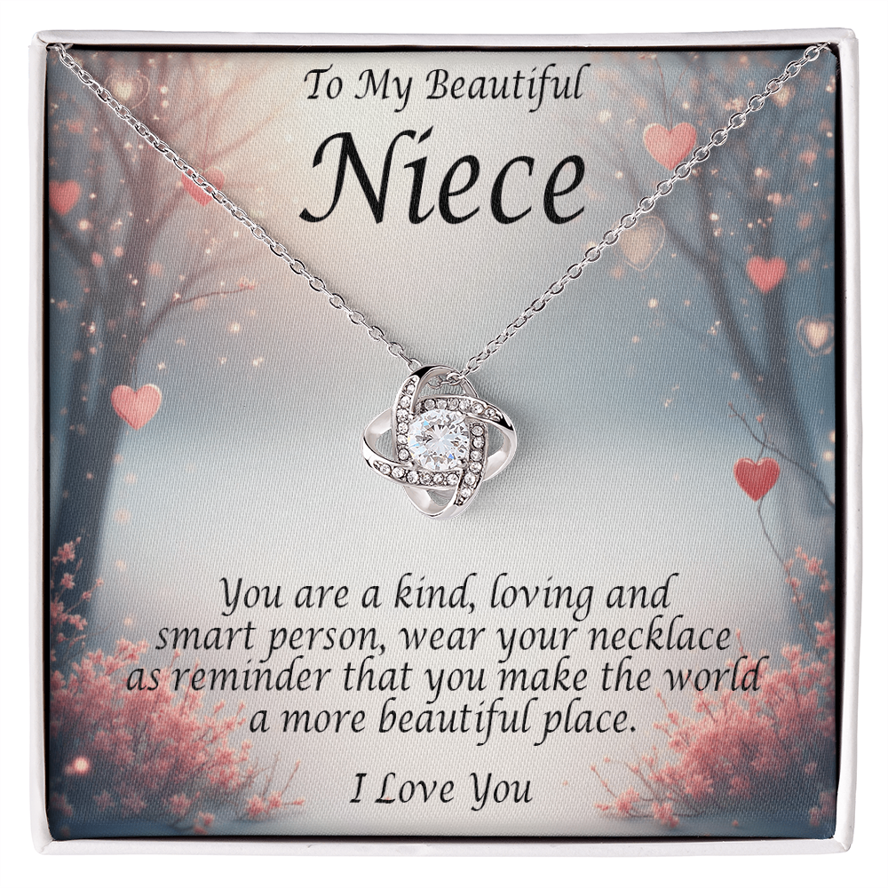 Love Knot Necklace for Niece – Meaningful Gift from Aunt – Heartfelt Message Card Included – Birthday, Graduation, Christmas Jewelry for Girls & Teens
