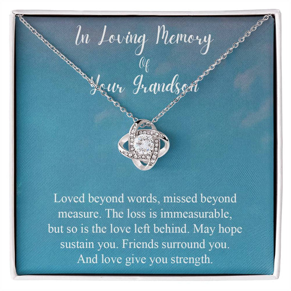 Necklace gifts Love Knot, Loss of Grandson Necklace In Loving Memory Of Your Grandson, Gifts For Loss Of A Grandson Gift, Grandson Condolence include Standard Box Gifts Birthday, on Christmas Silver L ASIN: B08XGWZ295 SKU: nhinthaygichuaknot24-1_44