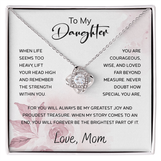 To My Daughter Necklace Card – Encouragement Gift from Mom, Jewelry Card with Inspirational Message, Birthday or Graduation Gift