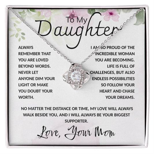 To My Daughter Necklace Card – Encouragement Gift from Mom, Jewelry Card with Inspirational Message, Birthday or Graduation Gift