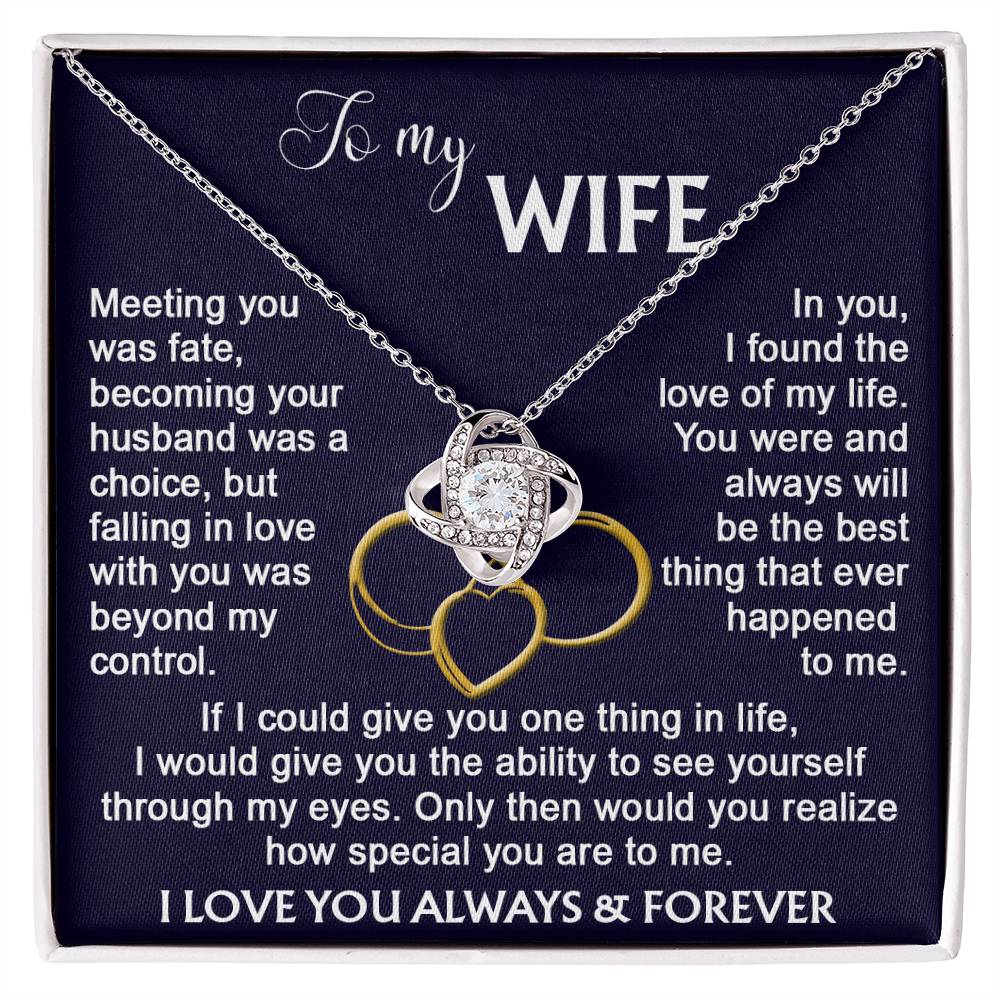 To my Wife from Husband Beautiful Necklace Love Knot