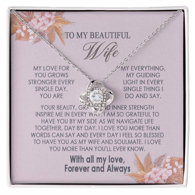 Gifts To My Beautiful Wife Necklace Sentimental Gift For Wife Valentines Day Gift To My Wife Necklace With Heartfelt my Everything Message Card, Wife Gift From Husband Soulmate Necklace For Her Knot Necklace for Granddaughter Vippppp