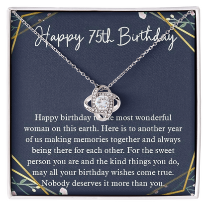 Necklace Love Knot, 75th Birthday For Her Gift, 75th Birthday Gift For Her, Seventy Fifth Birthday Gift For Women Friend, 75th Birthday Friend, 75th Wedding Day, Gift For Daughter Gifts Christmas, on