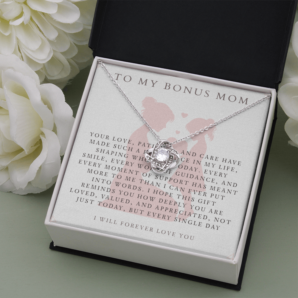 Bonus Mom Necklace – Stainless Steel Gift from Daughter or Son for Mother's Day, Birthday, Christmas