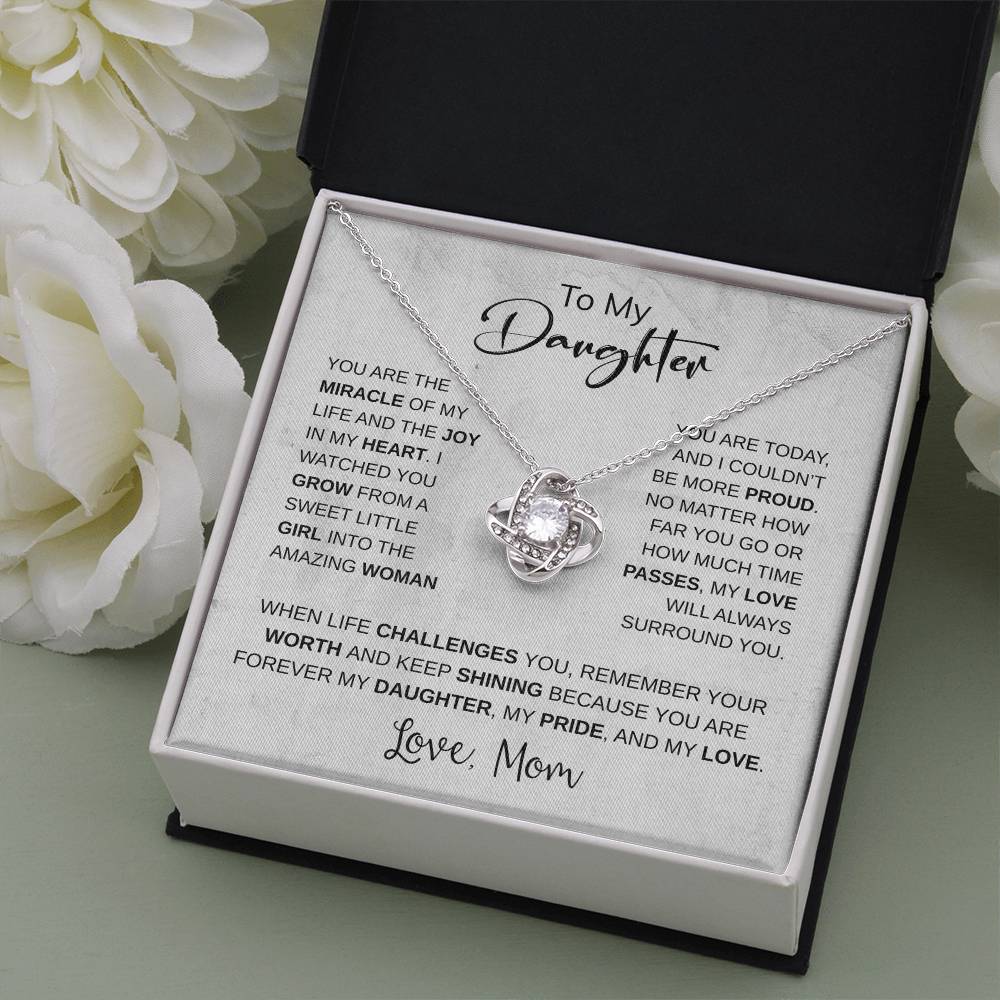 To My Daughter Necklace Card – Encouragement Gift from Mom, Jewelry Card with Inspirational Message, Birthday or Graduation Gift