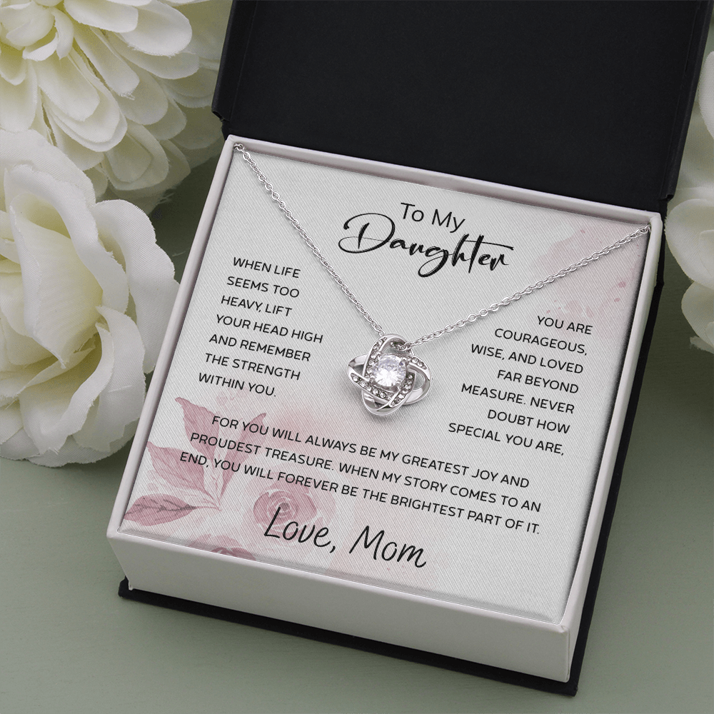 To My Daughter Necklace Card – Encouragement Gift from Mom, Jewelry Card with Inspirational Message, Birthday or Graduation Gift